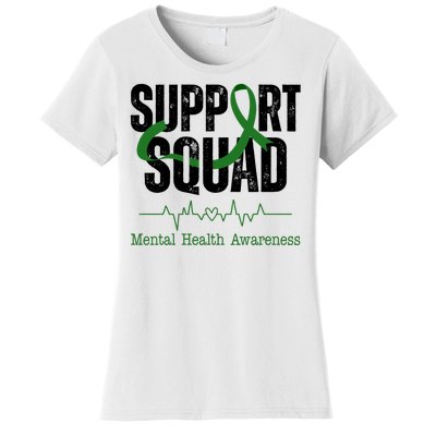 Support Squad Mental Health Awareness Heartbeat Ribbon Women's T-Shirt