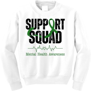 Support Squad Mental Health Awareness Heartbeat Ribbon Kids Sweatshirt