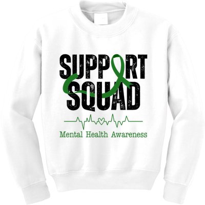 Support Squad Mental Health Awareness Heartbeat Ribbon Kids Sweatshirt