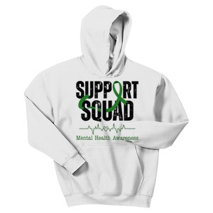 Support Squad Mental Health Awareness Heartbeat Ribbon Kids Hoodie