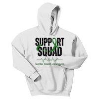 Support Squad Mental Health Awareness Heartbeat Ribbon Kids Hoodie