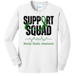 Support Squad Mental Health Awareness Heartbeat Ribbon Kids Long Sleeve Shirt