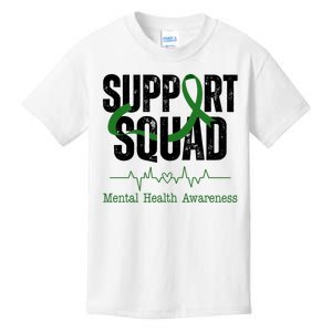 Support Squad Mental Health Awareness Heartbeat Ribbon Kids T-Shirt