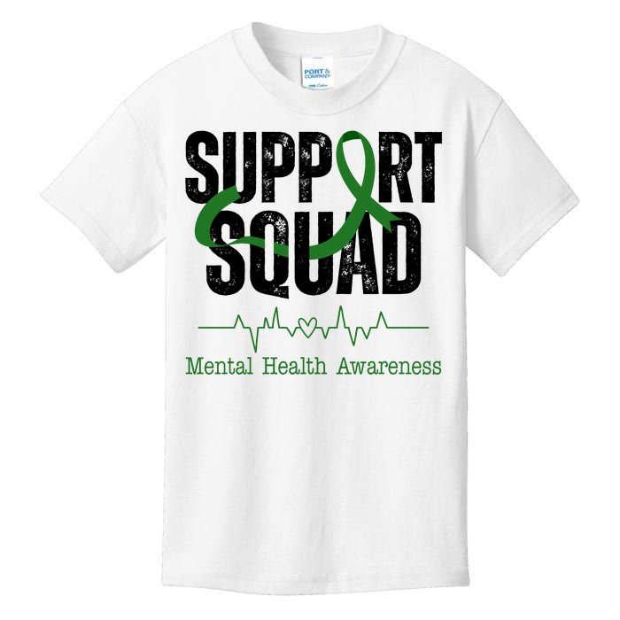 Support Squad Mental Health Awareness Heartbeat Ribbon Kids T-Shirt