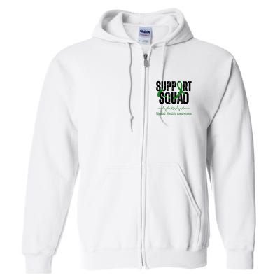 Support Squad Mental Health Awareness Heartbeat Ribbon Full Zip Hoodie