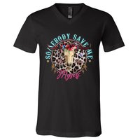 Somebody Save Me Country Music Retro Cowgirl Western V-Neck T-Shirt