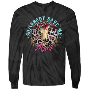 Somebody Save Me Country Music Retro Cowgirl Western Tie-Dye Long Sleeve Shirt