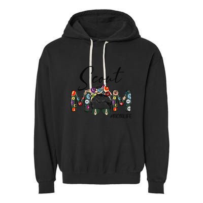 Scouting Scout Mom Life Messy Bun Hair MotherS Day Garment-Dyed Fleece Hoodie