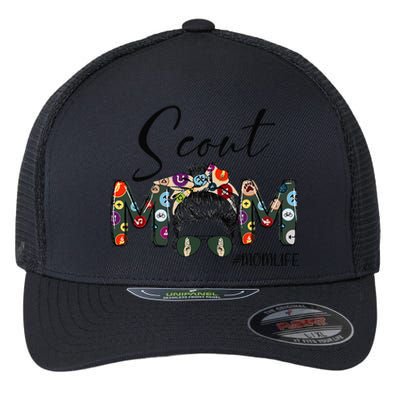 Scouting Scout Mom Life Messy Bun Hair MotherS Day Flexfit Unipanel Trucker Cap