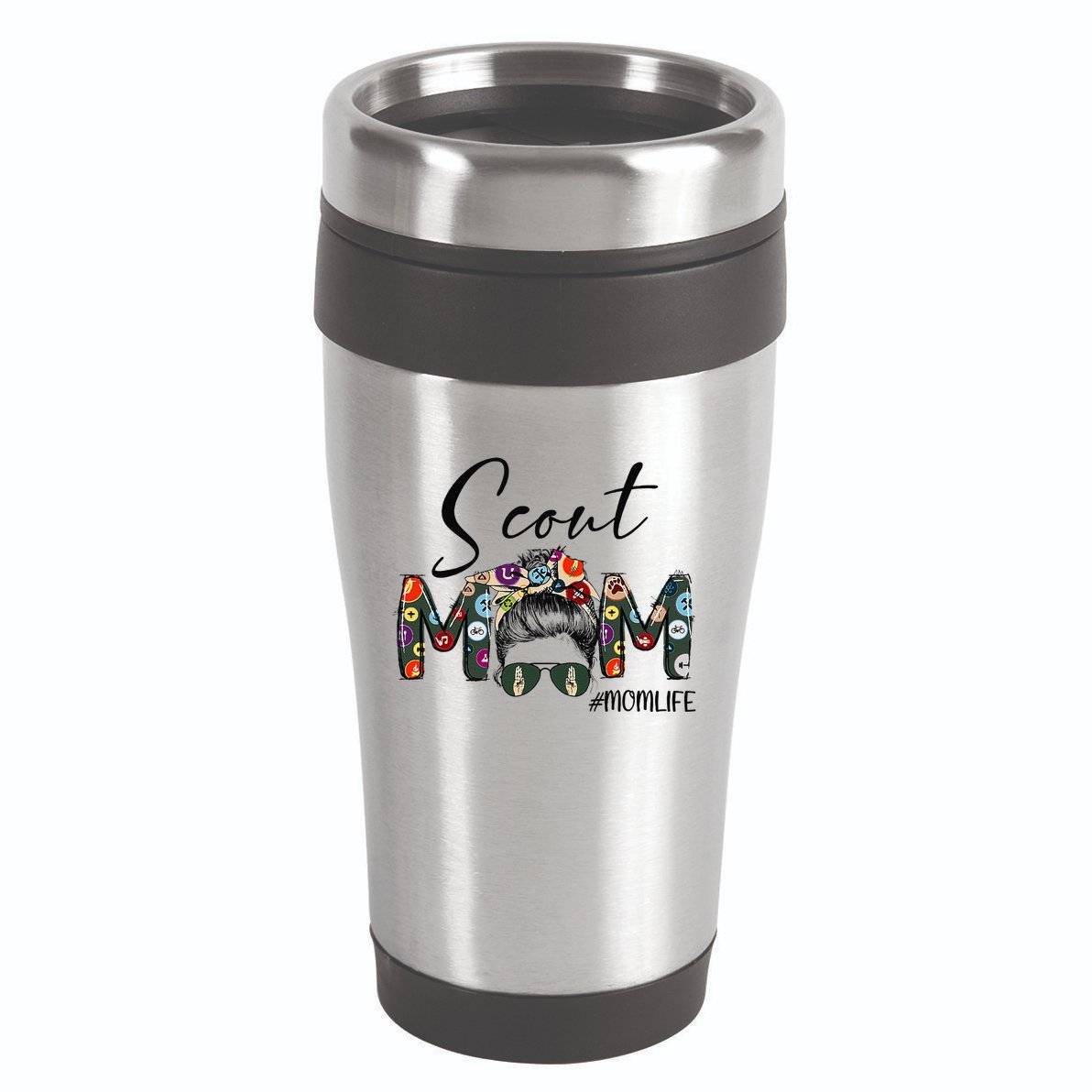 Scouting Scout Mom Life Messy Bun Hair MotherS Day 16oz Travel Tumbler