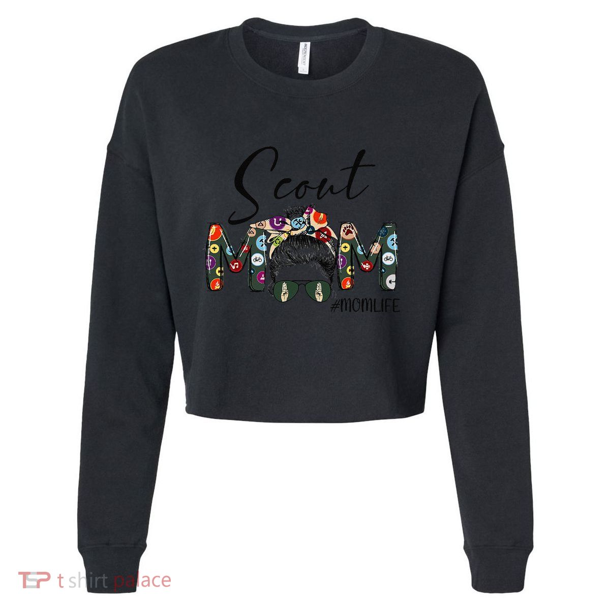 Scouting Scout Mom Life Messy Bun Hair MotherS Day Cropped Pullover Crew