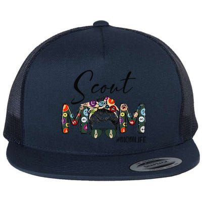 Scouting Scout Mom Life Messy Bun Hair MotherS Day Flat Bill Trucker Hat