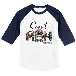 Scouting Scout Mom Life Messy Bun Hair MotherS Day Baseball Sleeve Shirt