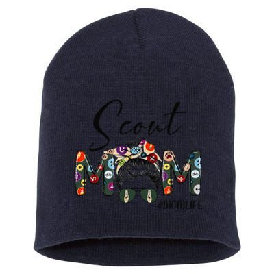 Scouting Scout Mom Life Messy Bun Hair MotherS Day Short Acrylic Beanie