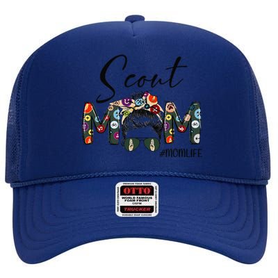 Scouting Scout Mom Life Messy Bun Hair MotherS Day High Crown Mesh Back Trucker Hat