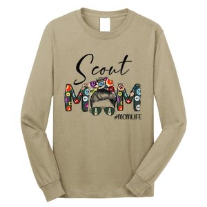 Scouting Scout Mom Life Messy Bun Hair MotherS Day Long Sleeve Shirt