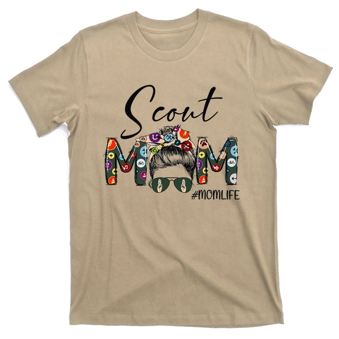 Scouting Scout Mom Life Messy Bun Hair MotherS Day T-Shirt