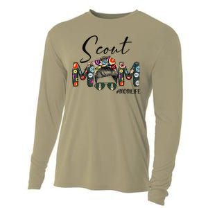 Scouting Scout Mom Life Messy Bun Hair MotherS Day Cooling Performance Long Sleeve Crew