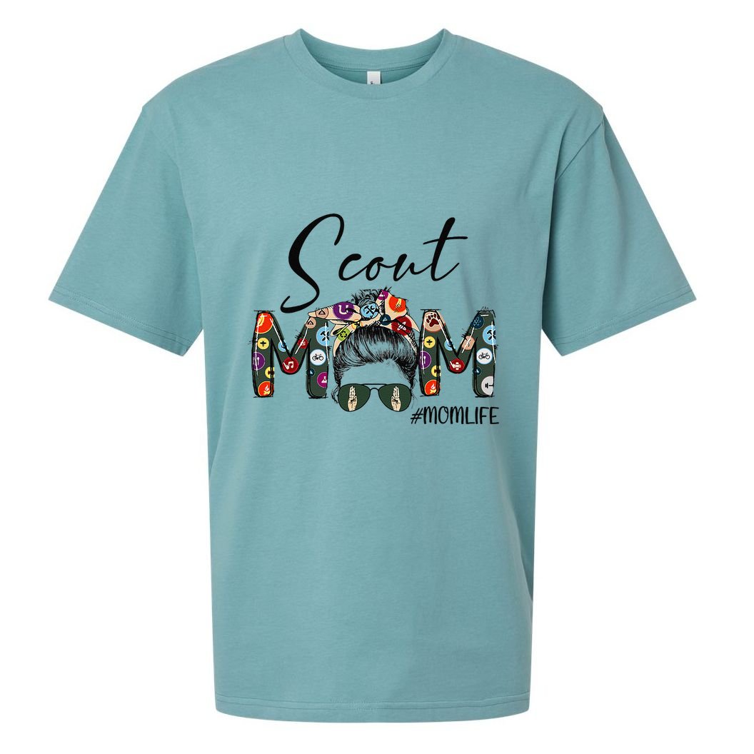 Scouting Scout Mom Life Messy Bun Hair MotherS Day Sueded Cloud Jersey T-Shirt