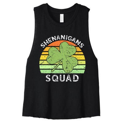 Shenanigans Squad Matching Vintage St Patricks Day Group Fun Women's Racerback Cropped Tank