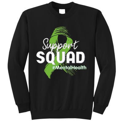 Support Squad Mental Health Awareness Lime Green Ribbon Sweatshirt