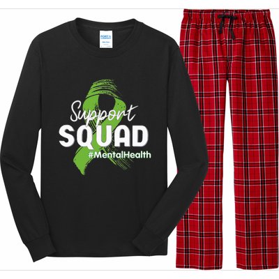 Support Squad Mental Health Awareness Lime Green Ribbon Long Sleeve Pajama Set