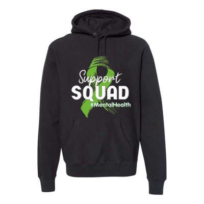 Support Squad Mental Health Awareness Lime Green Ribbon Premium Hoodie