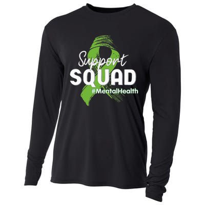 Support Squad Mental Health Awareness Lime Green Ribbon Cooling Performance Long Sleeve Crew