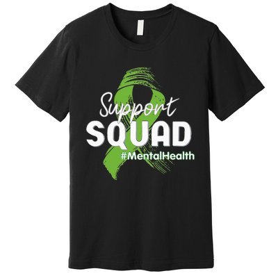 Support Squad Mental Health Awareness Lime Green Ribbon Premium T-Shirt