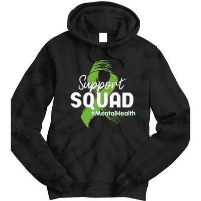 Support Squad Mental Health Awareness Lime Green Ribbon Tie Dye Hoodie