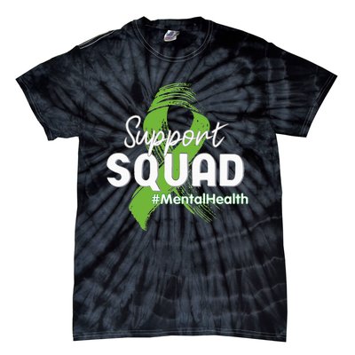 Support Squad Mental Health Awareness Lime Green Ribbon Tie-Dye T-Shirt