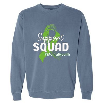 Support Squad Mental Health Awareness Lime Green Ribbon Garment-Dyed Sweatshirt