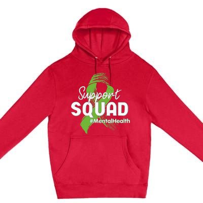 Support Squad Mental Health Awareness Lime Green Ribbon Premium Pullover Hoodie