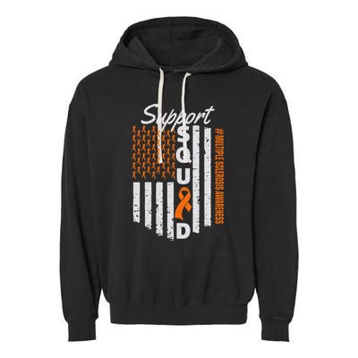 Support Squad Multiple Sclerosis Awareness Ms Awareness Garment-Dyed Fleece Hoodie