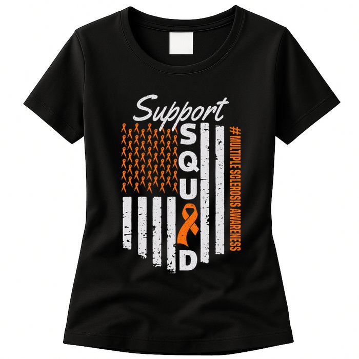 Support Squad Multiple Sclerosis Awareness Ms Awareness Womens T-Shirt