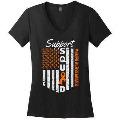 Support Squad Multiple Sclerosis Awareness Ms Awareness Women's V-Neck T-Shirt