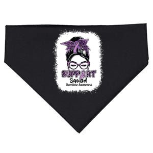 Support Squad Messy Bun Purple Ribbon Overdose Awareness USA-Made Doggie Bandana