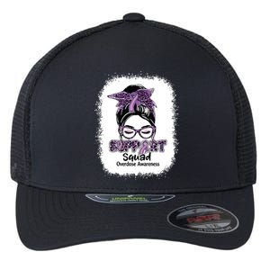 Support Squad Messy Bun Purple Ribbon Overdose Awareness Flexfit Unipanel Trucker Cap