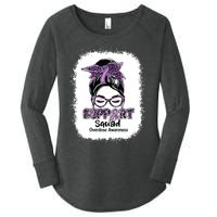 Support Squad Messy Bun Purple Ribbon Overdose Awareness Women's Perfect Tri Tunic Long Sleeve Shirt