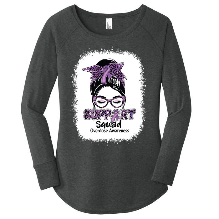 Support Squad Messy Bun Purple Ribbon Overdose Awareness Women's Perfect Tri Tunic Long Sleeve Shirt