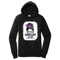 Support Squad Messy Bun Purple Ribbon Overdose Awareness Women's Pullover Hoodie