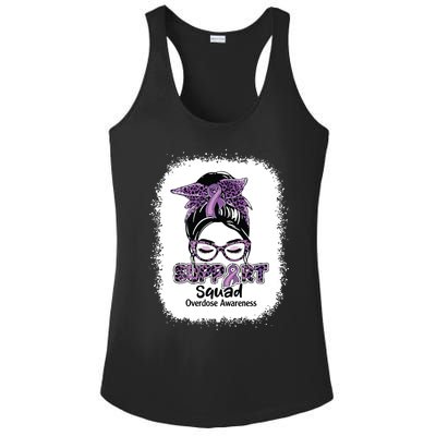 Support Squad Messy Bun Purple Ribbon Overdose Awareness Ladies PosiCharge Competitor Racerback Tank