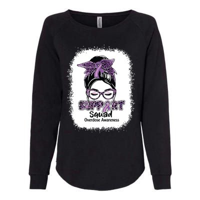 Support Squad Messy Bun Purple Ribbon Overdose Awareness Womens California Wash Sweatshirt