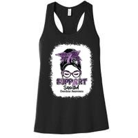 Support Squad Messy Bun Purple Ribbon Overdose Awareness Women's Racerback Tank