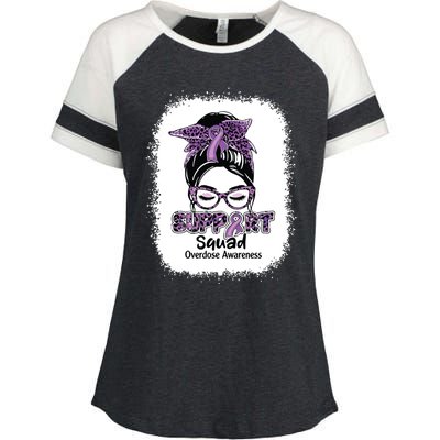 Support Squad Messy Bun Purple Ribbon Overdose Awareness Enza Ladies Jersey Colorblock Tee