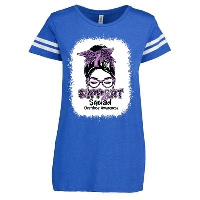 Support Squad Messy Bun Purple Ribbon Overdose Awareness Enza Ladies Jersey Football T-Shirt