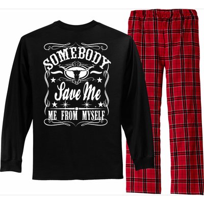 Somebody Save Me From Myself Country Music Front & Back Long Sleeve Pajama Set