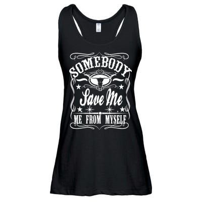 Somebody Save Me From Myself Country Music Front & Back Ladies Essential Flowy Tank