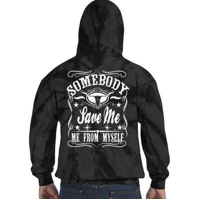 Somebody Save Me From Myself Country Music Front & Back Tie Dye Hoodie