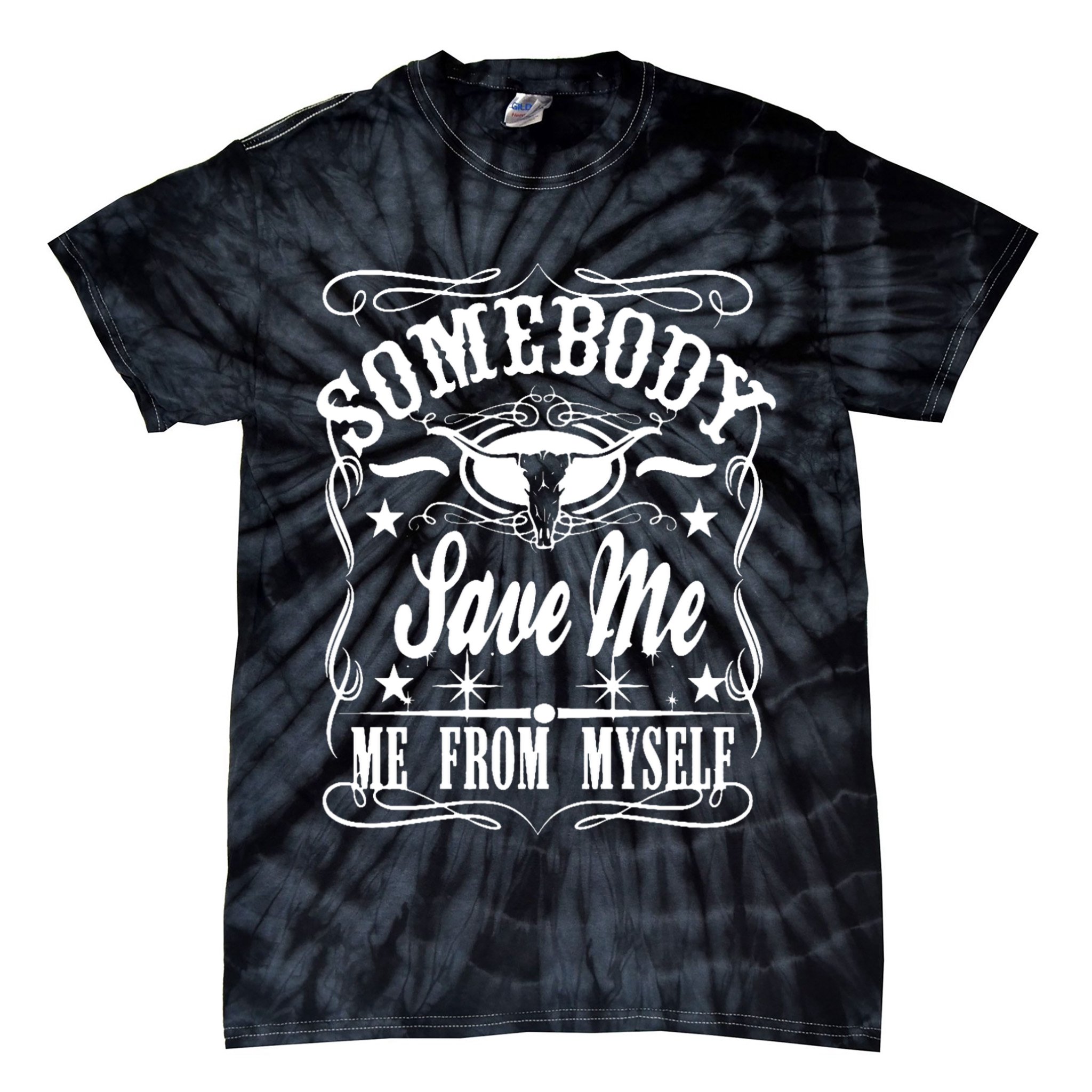 Somebody Save Me From Myself Country Music Front & Back Tie-Dye T-Shirt